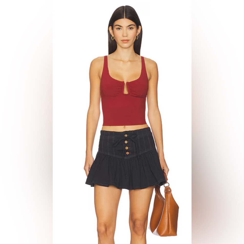 New We The Free Roselle Denim Mini Skirt Jet Set Faded Black Size Small *Flawed